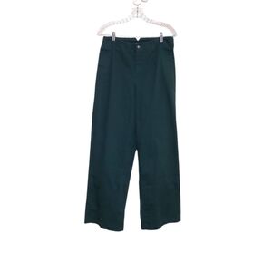 J. PETERMAN Dark Green Wide Leg Emerald Twill Pleated Chino Pants